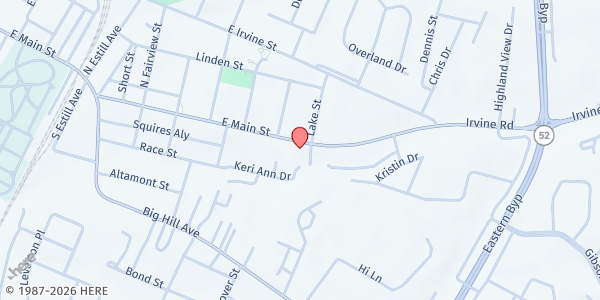 Map showing God's Outreach Estill County Food Pantry - Main Location at 1512 East Main Street, Richmond, KY