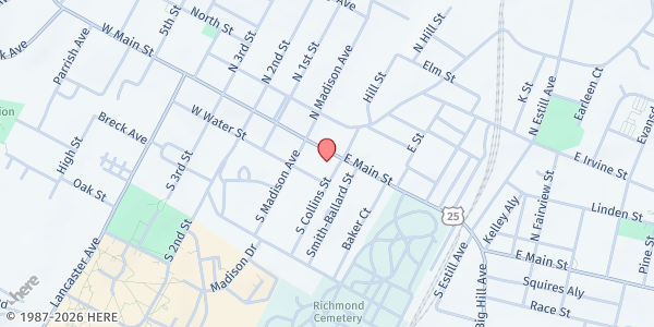 Map showing Grace Now of Madison County - Distribution Site at 110 S. Collins Street, Richmond, KY
