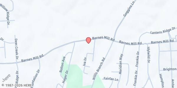 Map showing St. Thomas Lutheran Church at 1285 Barnes Mill Road, Richmond, KY