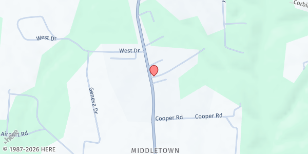 Map showing God's Food Pantry at 101 Brian Walters Drive, Russell Springs, KY