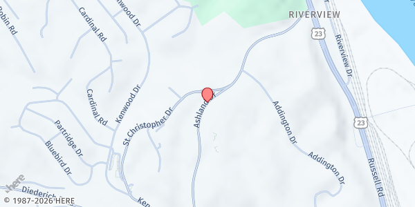 Map showing Community Faith In Action - Food Distribution Center at , Russell, KY