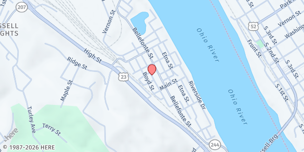 Map showing H.O.P.E. Food Pantry at 438 Boyd St, Russell, KY