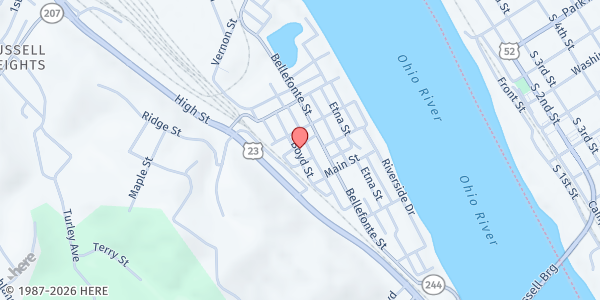 Map showing LifeSong's HOPE Food Pantry at 438 Boyd St, Russell, KY