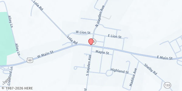 Map showing Salem Baptist Church at 100 N Hayden Ave., Salem, KY