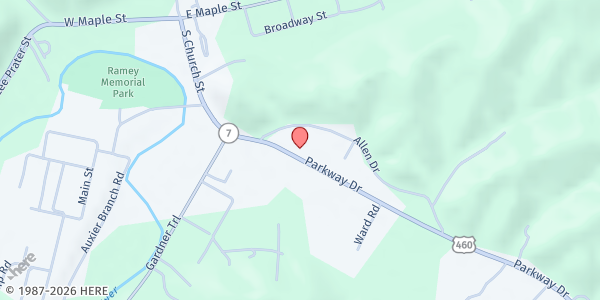 Map showing Kentucky Mission Bible Training Center at 473 Parkway Drive, Salyersville, KY