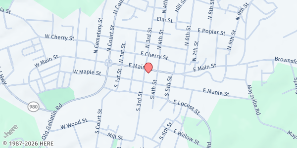 Map showing Scottsville First United Methodist at 400 East Main Street, Scottsville, KY