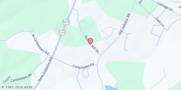 Map showing True Gospel Fellowship Church at 163 Sunset Hill Dr., Scottsville, KY