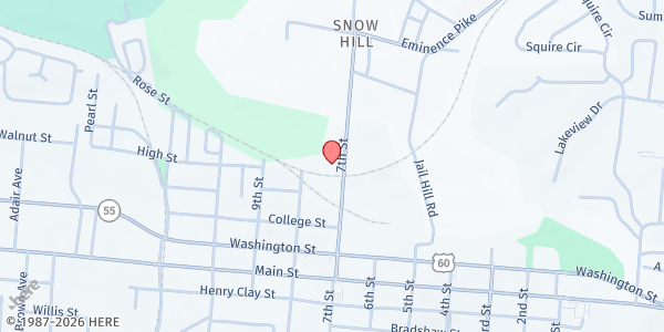 Map showing Serenity Center at 98 7th Street, Shelbyville, KY
