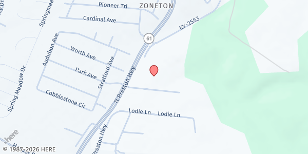 Map showing Little Flock Baptist Church at 5500 N Preston Hwy, Shepherdsville, KY