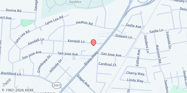 Map showing Shively Christian Church at 1822 Kendall Ln, Shively, KY