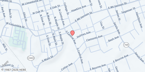 Map showing God's Food Pantry at 119 South Central Ave, Somerset, KY