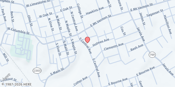 Map showing God's Food Pantry Pulaski at 119 South Central Ave, Somerset, KY