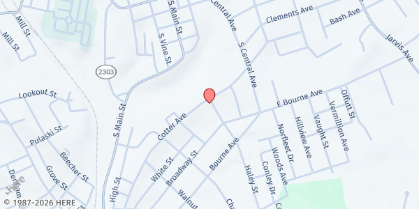 Map showing Outreach for Jesus at 163 Cotter Avenue, Somerset, KY