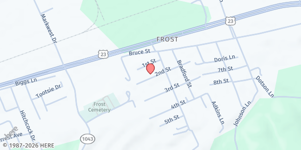 Map showing Sand Hill at 200 2nd St., South Shore, KY