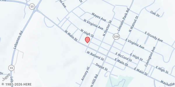 Map showing St. Dominic Church at 303 West Main Street, Springfield, KY