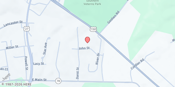 Map showing Calvary Hill Baptist Church at 100 John St, Stanford, KY