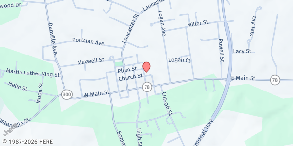 Map showing Fort Logan Co-Op Ministry at 302 Church St, Stanford, KY