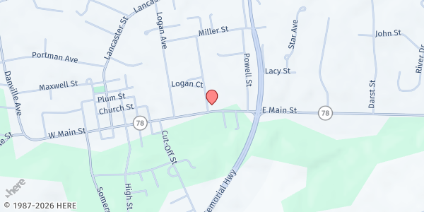 Map showing Stanford Church of Christ at 702 E Main St, Stanford, KY