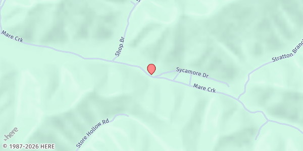 Map showing Prater Creek Food Pantry at 1377 Mare Creek Road, Stanville, KY