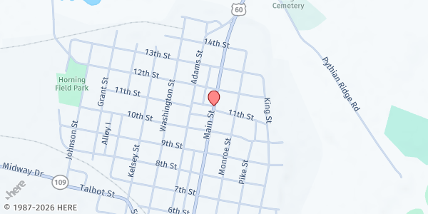 Map showing First Christian Church-Sturgis at 725 N. Main St., Sturgis, KY