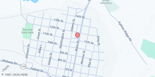 Map showing Sturgis First Christian Church at 725 N Main St, Sturgis, KY