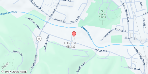 Map showing St. Anthony Roman Catholic Church at 485 Grand Ave, Taylor Mill, KY