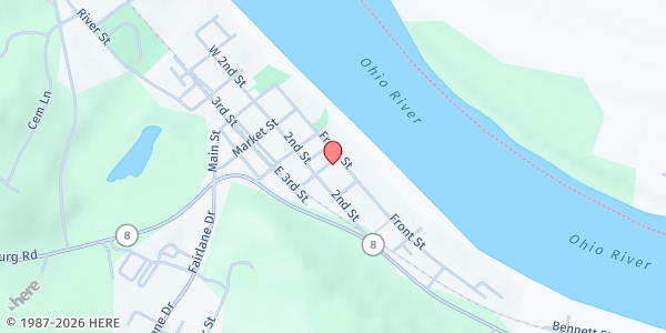 Map showing Licking Valley CAP LEWIS CSFP Distribution Site at 210 Front Street, Vanceburg, KY