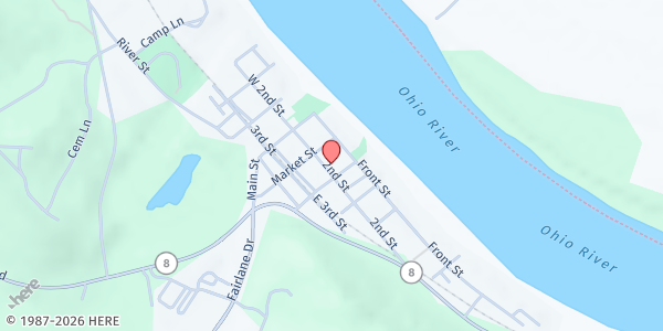 Map showing United Methodist Food Pantry at 111 2nd St., Vanceburg, KY