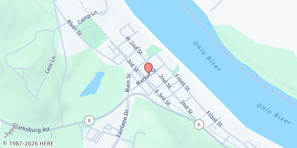 Map showing Vanceburg First Baptist Church at 127 Market Street, Vanceburg, KY