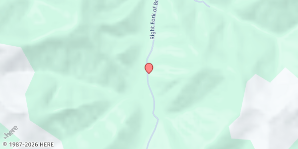 Map showing Heenon Church of Christ at 2829 Right Fork of Brushy Rd., Varney, KY