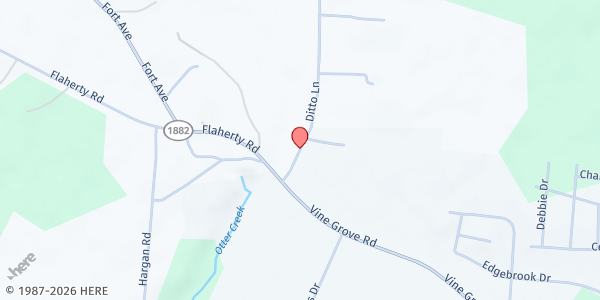 Map showing Heartland Christian Center at 124 Ditto Ln., Vine Grove, KY