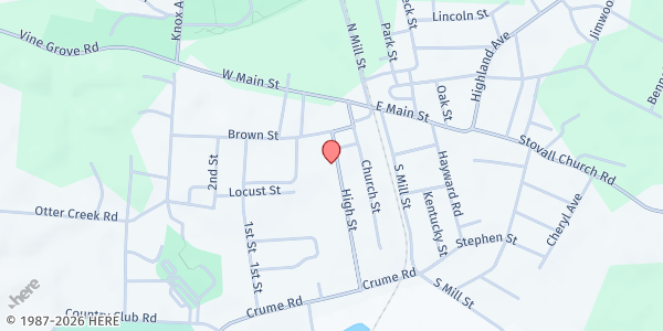 Map showing VGUM Open Door Soup Kitchen at 305 High Street, Vine Grove, KY