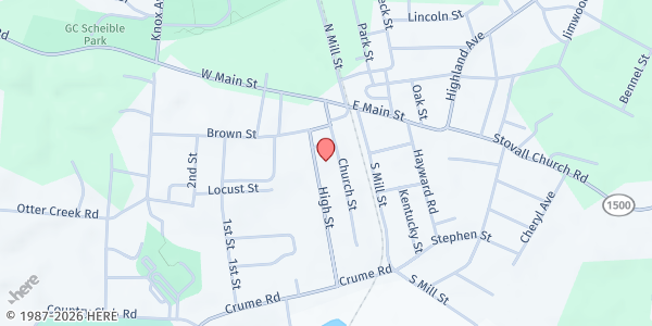 Map showing Vine Grove United Methodist at 306 High St, Vine Grove, KY