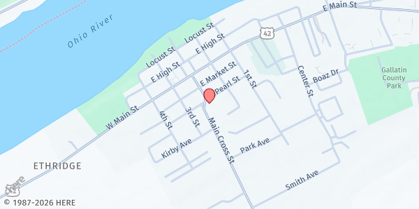 Map showing Catholic Charities Food for Friends - Warsaw Distribution Site at 602 Main Cross, Warsaw, KY