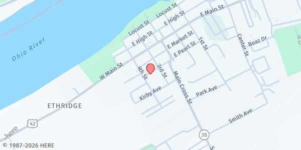 Map showing Gallatin County Food Pantry at 205 W. Pearl Street, Warsaw, KY