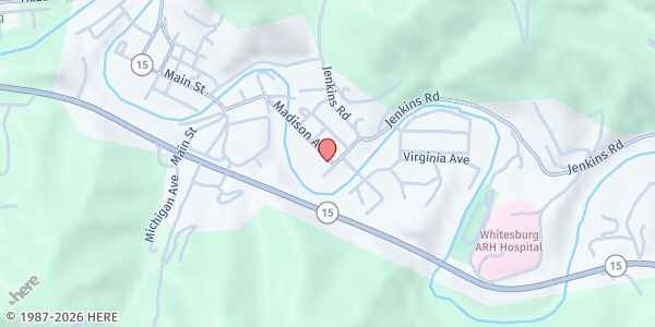 Map showing Letcher County Food Pantry at 204 Madison St, Whitesburg, KY