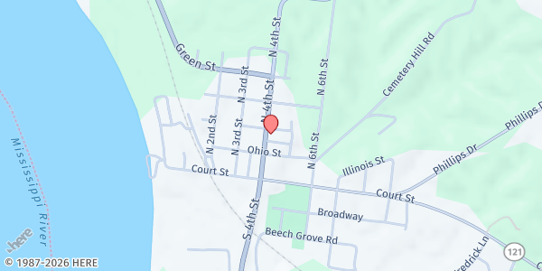 Map showing Wickliffe Baptist Church at 411 Tennessee St, Wickliffe, KY