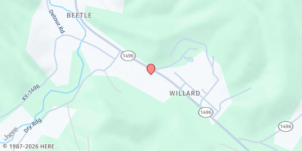 Map showing Willard Church of Christ at 8946 KY-1, Willard, KY