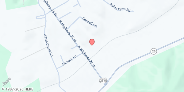 Map showing Cedaridge, Inc at 189 Keller Rd., Williamsburg, KY
