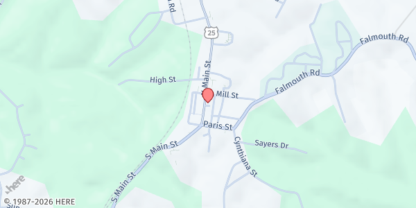 Map showing Grant County Neighborhood Center at 134 North Main Street, Williamstown, KY