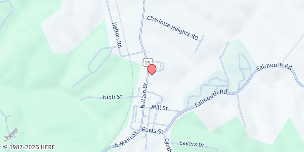 Map showing Williamstown Christian Church at 318 N. Main St., Williamstown, KY