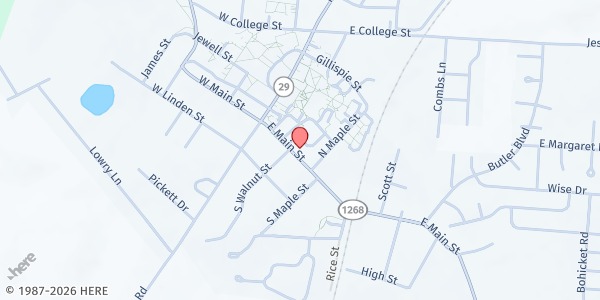 Map showing Community Service Center of Wilmore-High Bridge at 209 E Main St, Wilmore, KY