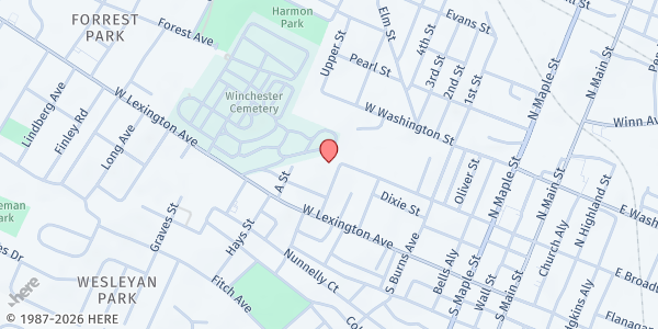 Map showing Clark County Community Service at 30 Taylor Ave., Winchester, KY