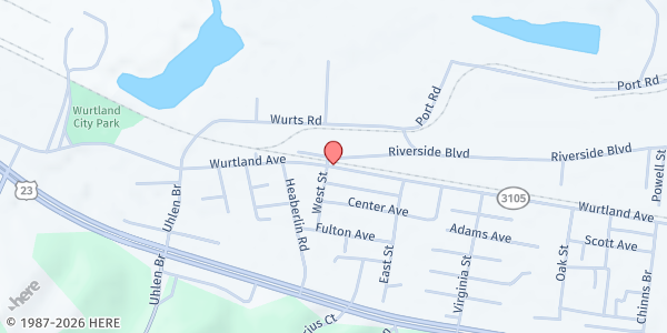 Map showing Wurtland Church of God at 3361 State Route 503, Wurtland, KY