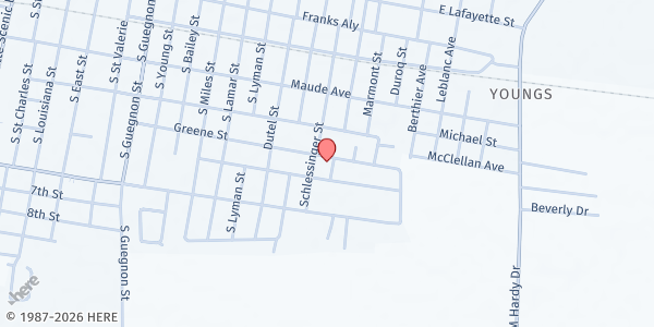 Map showing Briggs UMC Food Pantry at 710 Huey St, Abbeville, LA