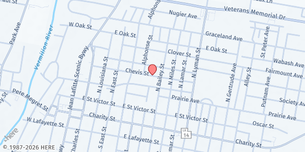 Map showing St. Mary Magdalen Christian SC at 701 Chevis St., Abbeville, LA