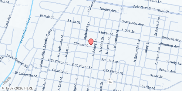 Map showing St. Mary Magdalen Christian Service Center at 701 Chevis St, Abbeville, LA