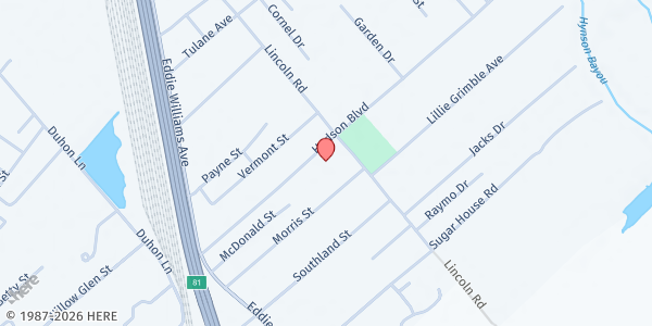 Map showing Christian Love Baptist Church at 3515 Hudson Blvd., Alexandria, LA