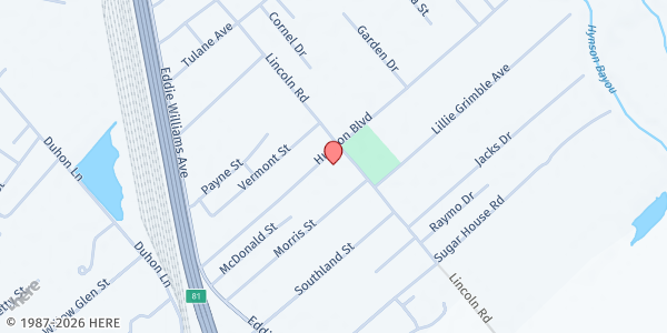Map showing Christian Love Baptist Church at 3502 Hudson Blvd, Alexandria, LA