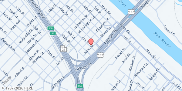 Map showing St. James Catholic Church at 714 Winn St, Alexandria, LA